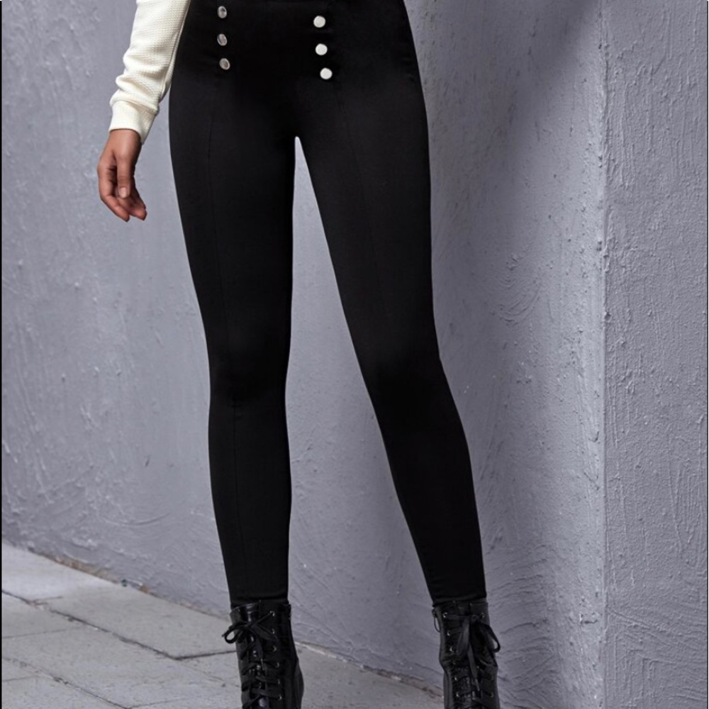 Leggings - High Waist Double Breasted Leggings